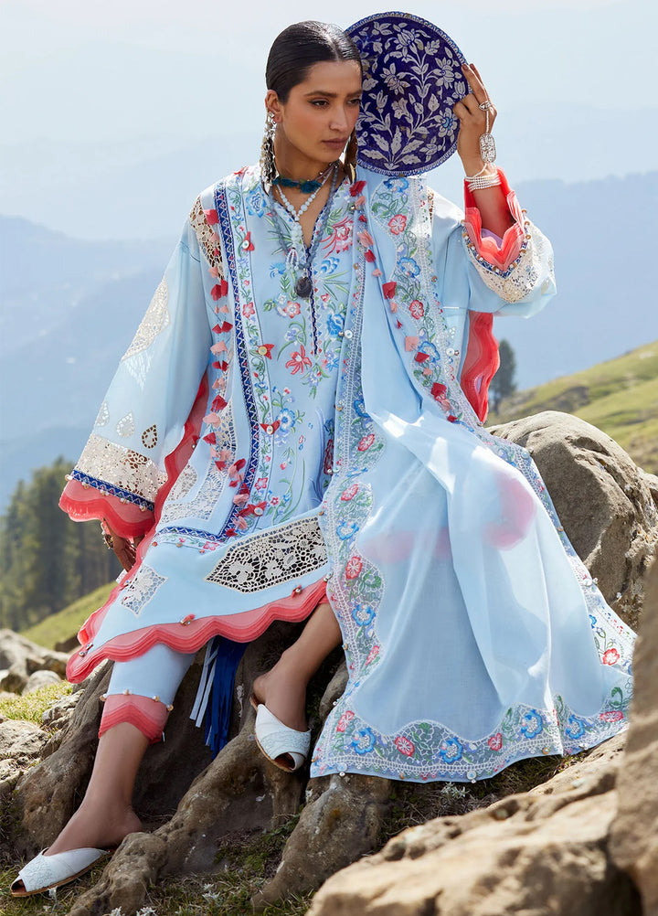Kashmee Legacy by Elan Unstitched Embroidered Slub Lawn 3 Piece Suit EL26ULKL Neelune EL26-05B - Festive Collection