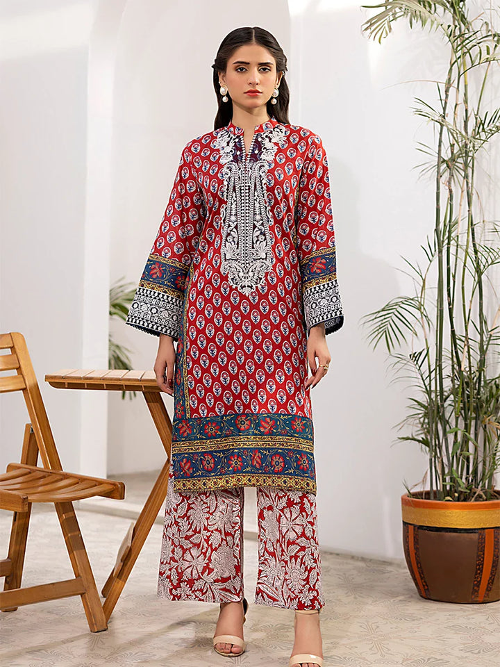 Salitex Women Embroidered Cross Hatch 2 Piece Suit SPL2PEC039 - Summer Collection