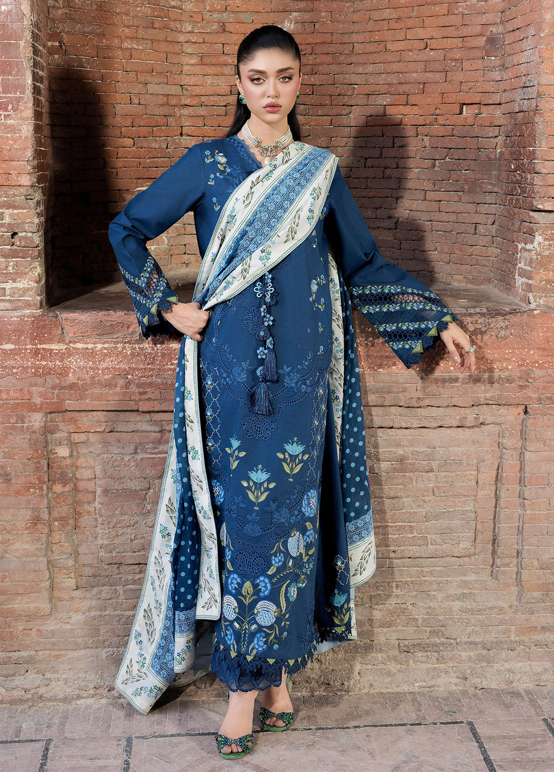 Bloom by Saira Shakira Unstitched Embroidered Lawn 3 Piece Suit SSR26ULB LILY-02B - Eid Collection