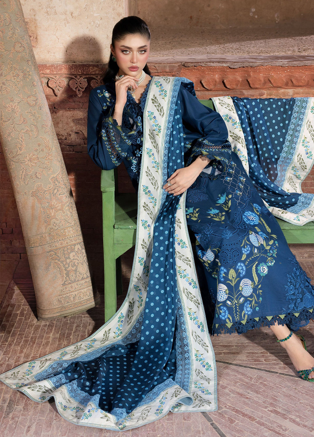 Bloom by Saira Shakira Unstitched Embroidered Lawn 3 Piece Suit SSR26ULB LILY-02B - Eid Collection