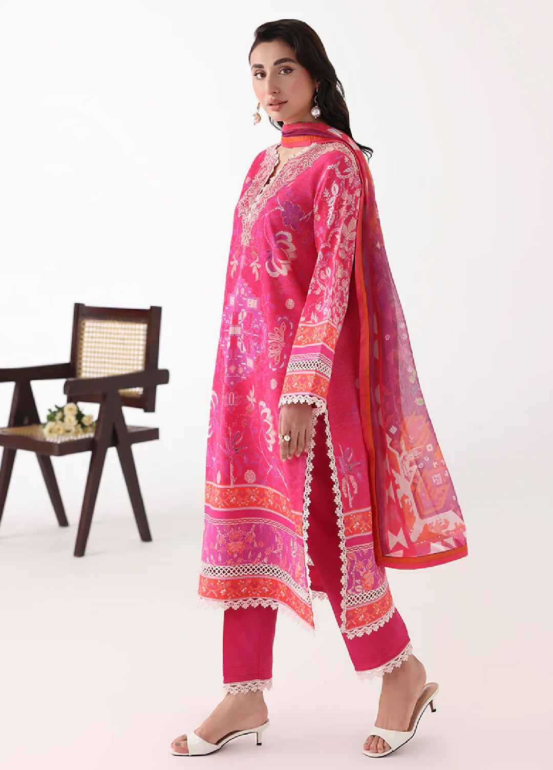 Rosette by Roheenaz Unstitched Lawn Embroidered 3 Piece Suit RNZ26UR Lumina-8A - Summer Collection
