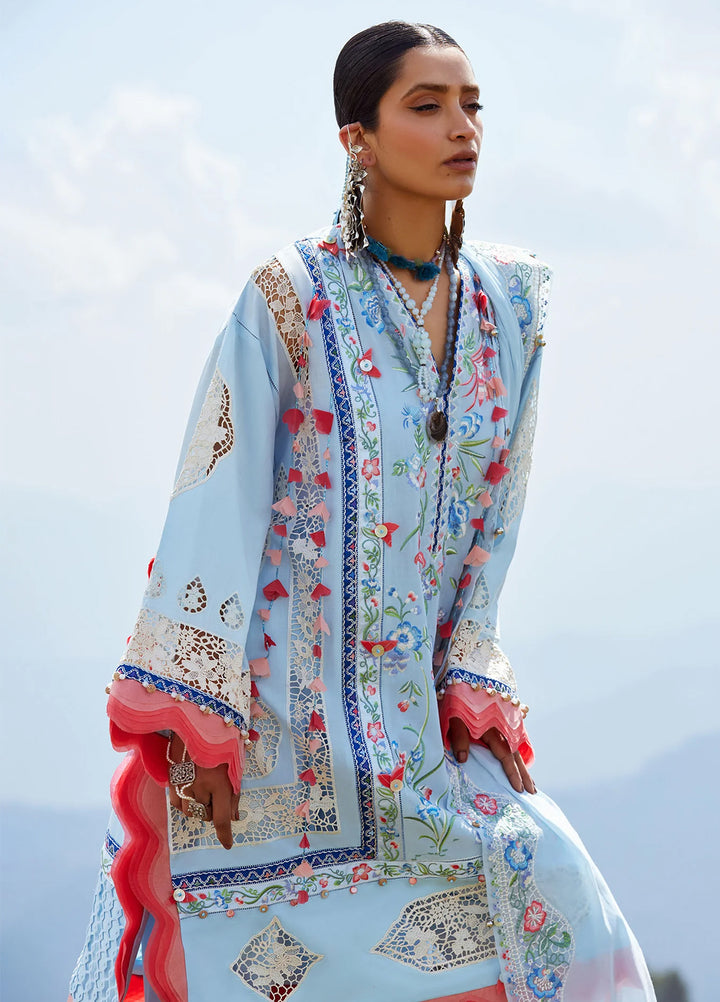 Kashmee Legacy by Elan Unstitched Embroidered Slub Lawn 3 Piece Suit EL26ULKL Neelune EL26-05B - Festive Collection