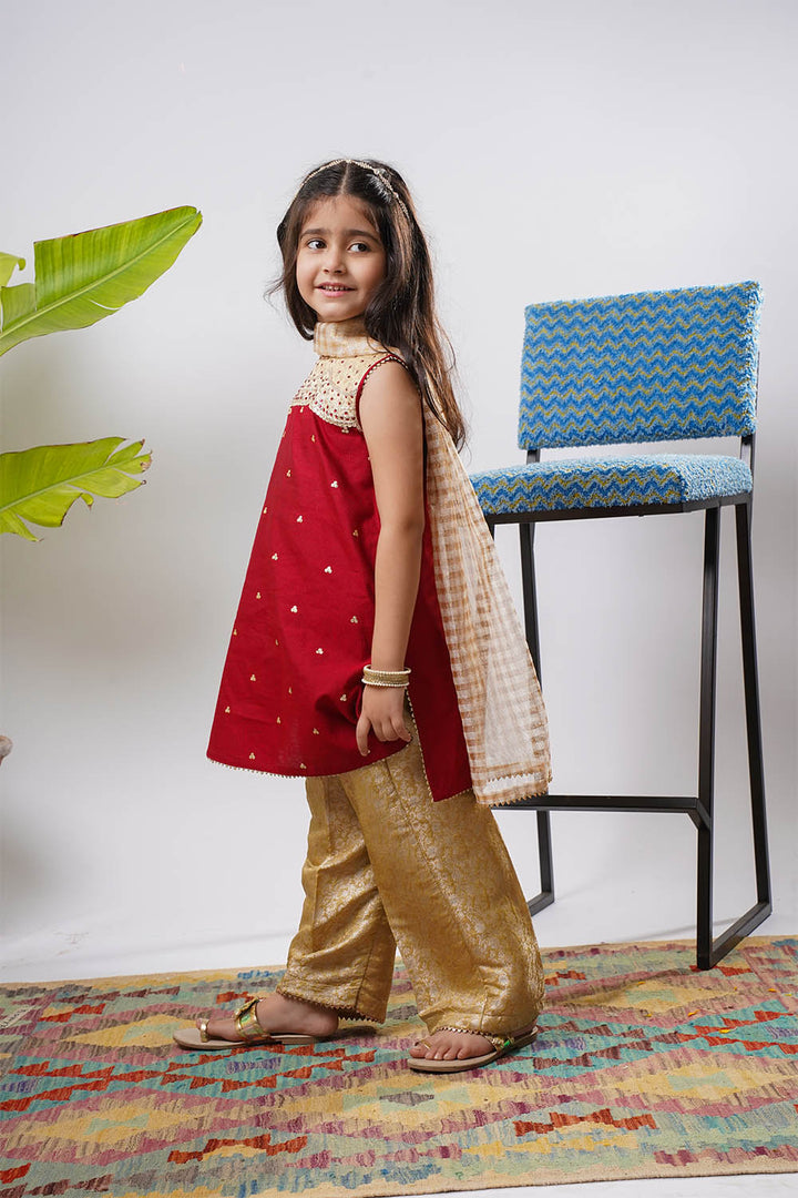 Senorita Girls RTW Embroidered Chambray 3 Piece Suit KDD-03240 Eid Collection