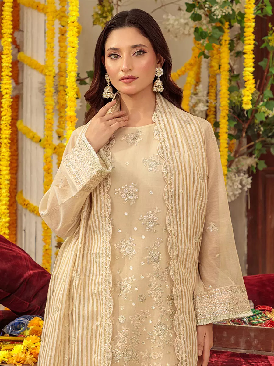 Salitex Unstitched Embroidered Cotton Silk 3 Piece Suit SUNS7JI057UT - Festive Collection