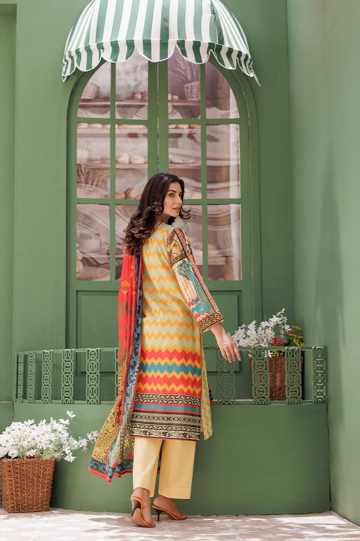 Senorita Women RTW Women Yellow and Multicolor Casual 3 Piece Suit Cotton Lawn Printed LAD-03038 - Summer Collection