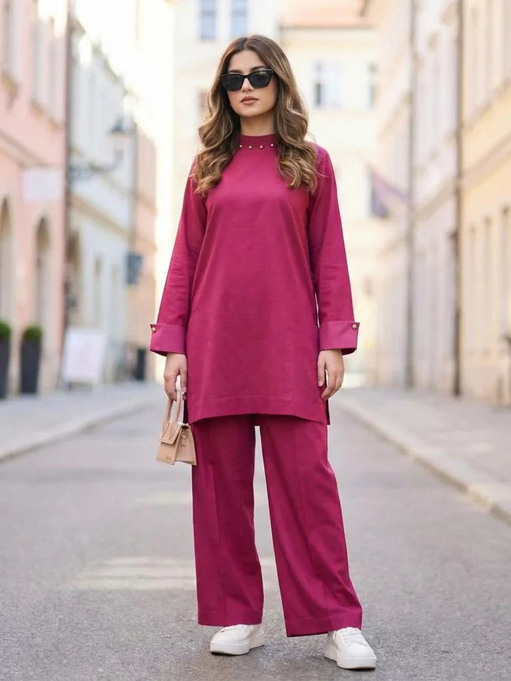 Salitex Women Solids Crepe 2 Piece Suit SS25PBC701 - Summer Collection