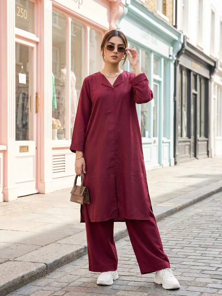 Salitex Women Solids Crepe 2 Piece Suit SS25PBC700 - Summer Collection