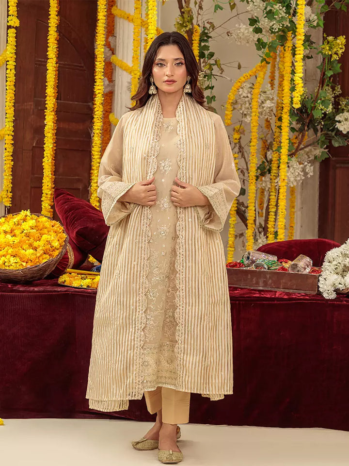 Salitex Unstitched Embroidered Cotton Silk 3 Piece Suit SUNS7JI057UT - Festive Collection