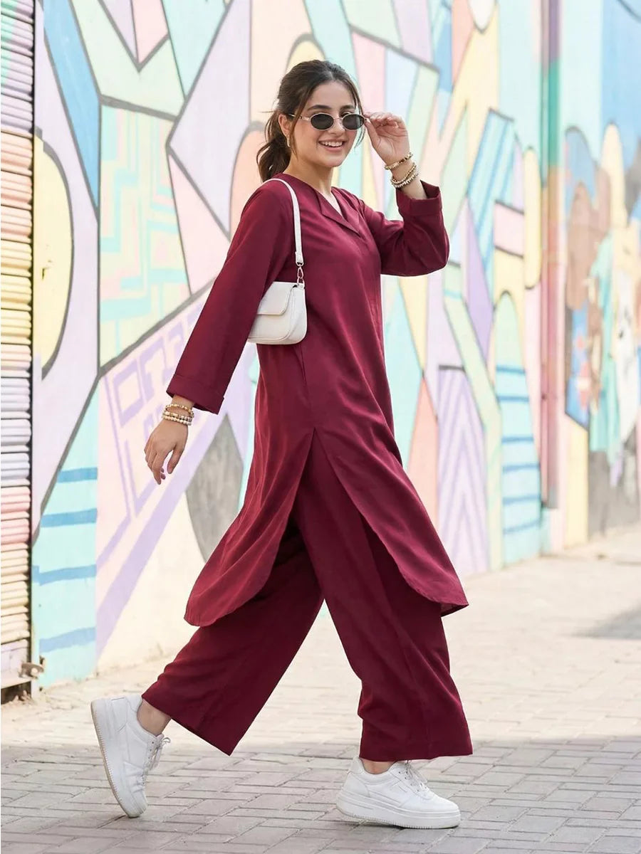 Salitex Women Solids Crepe 2 Piece Suit SS25PBC700 - Summer Collection