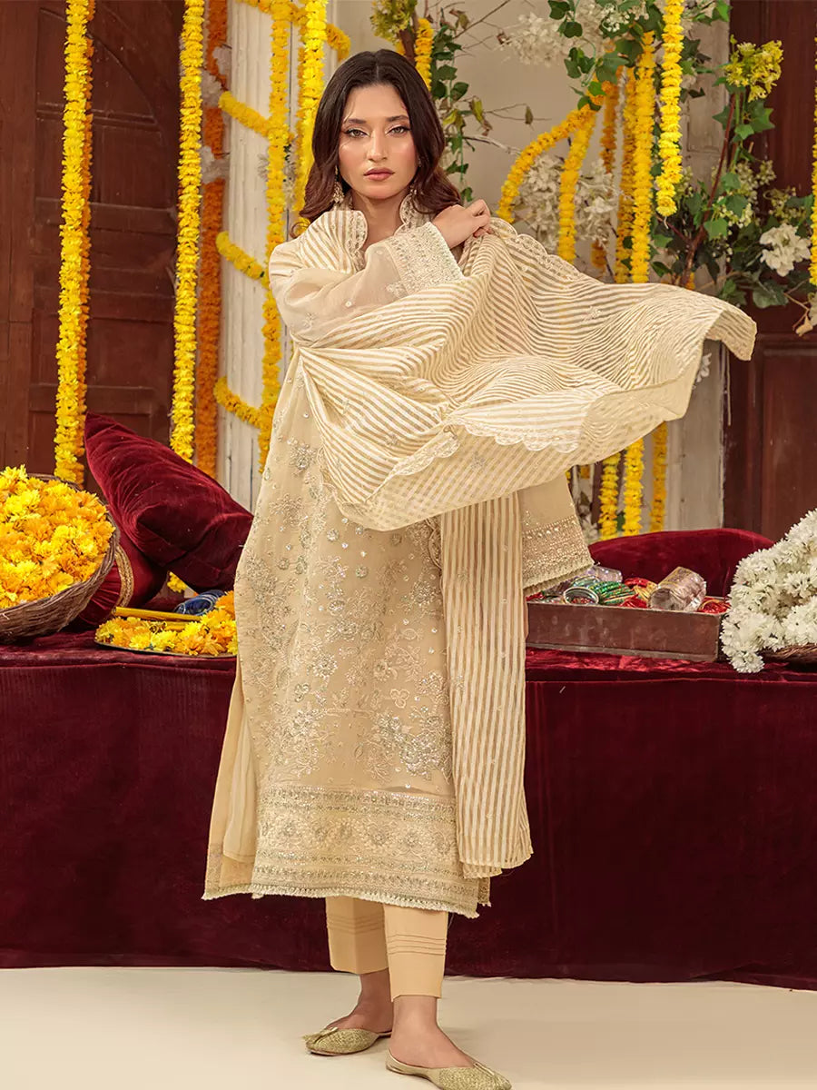 Salitex Unstitched Embroidered Cotton Silk 3 Piece Suit SUNS7JI057UT - Festive Collection