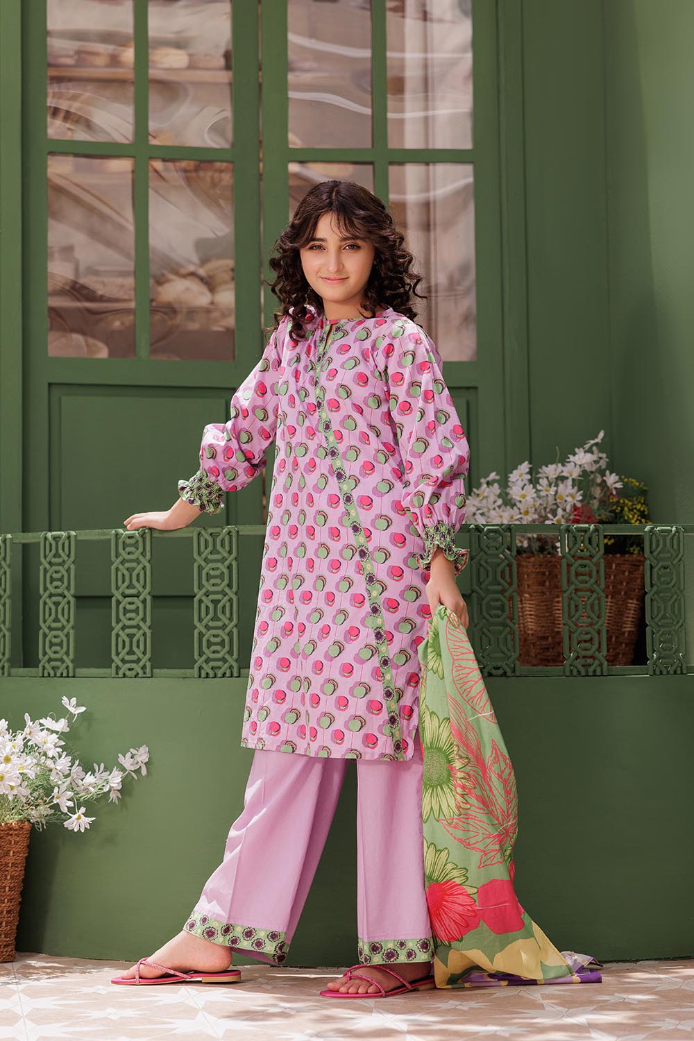 Senorita Girls Ready to Wear Girls Purple and Multicolor Casual 3 Piece Suit Cotton Lawn Printed GAD-03063 - Summer Collection