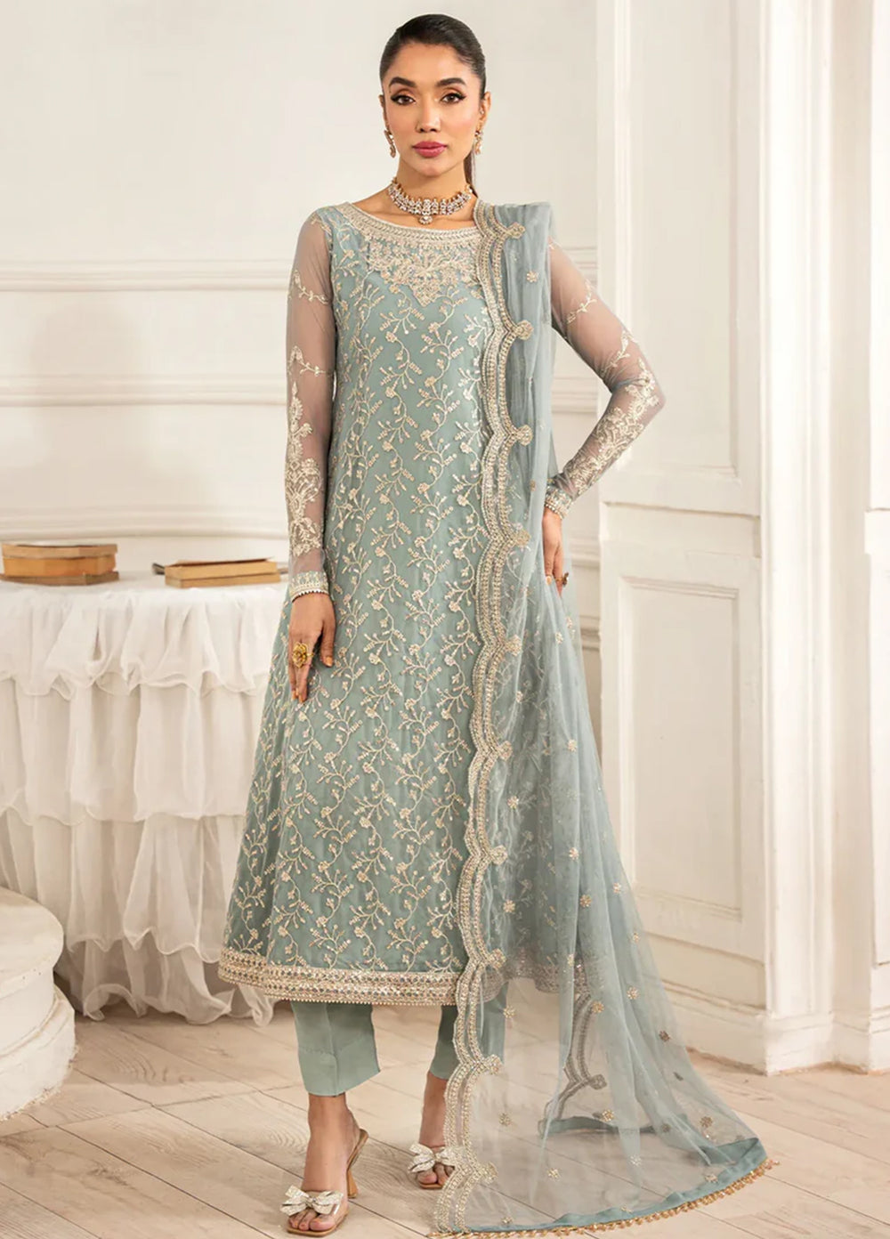 Zarif Embroidered Net Suit Unstitched 3 Piece ZR25UF ZFE-01 Lydia - Formals Collection