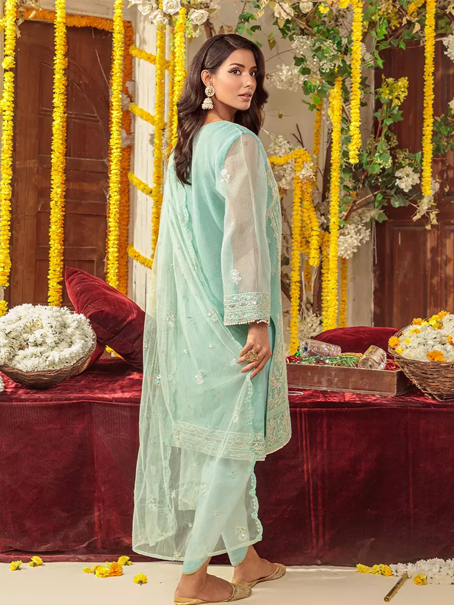 Salitex Unstitched Embroidered Net 3 Piece Suit SUNS7JI054UT - Festive Collection