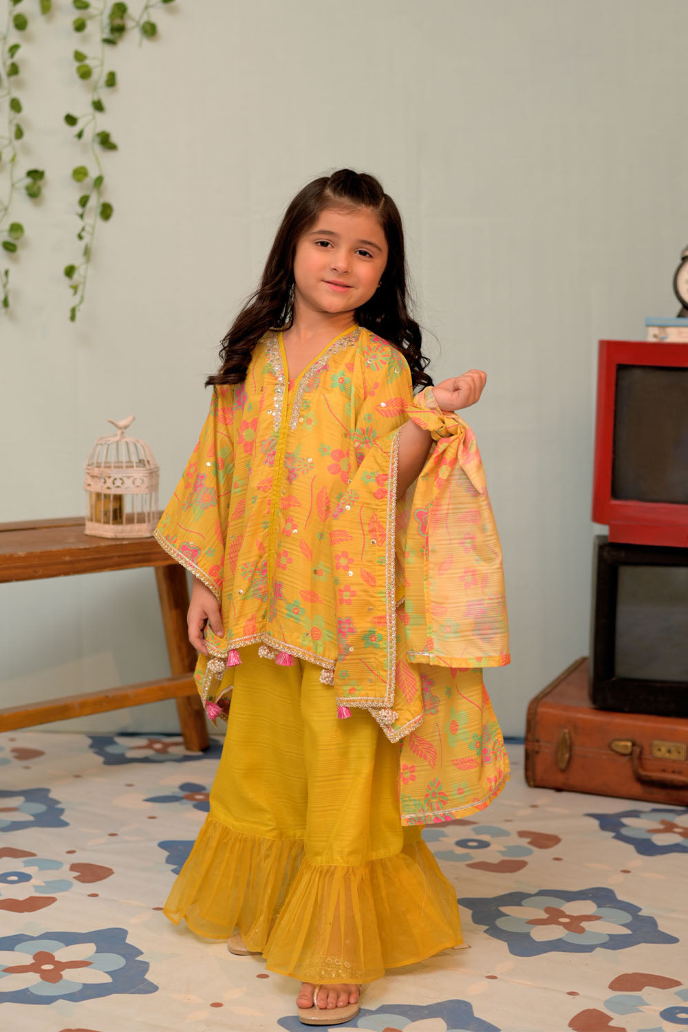 Senorita Kids RTW Dhani and Multicolor Formal 3 Piece Suit Taser Silk KDD-02871 - Summer Collection