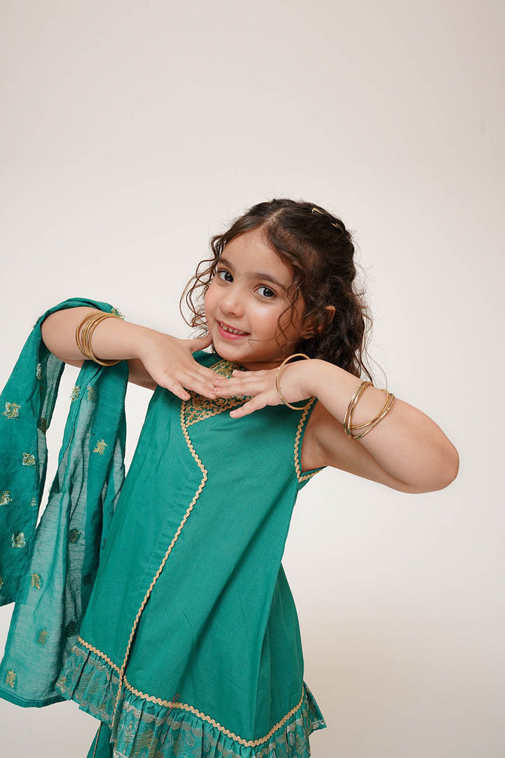 Senorita Kids RTW Embossed Cotton 3 Piece Suit KBD-03449 Eid Collection