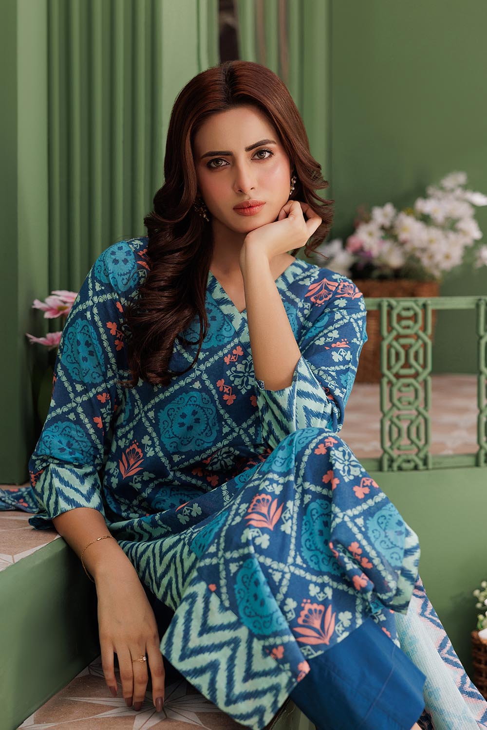 Senorita Women RTW Women Blue and Multicolor Casual 3 Piece Suit Cotton Lawn Printed LAD-03037 - Summer Collection