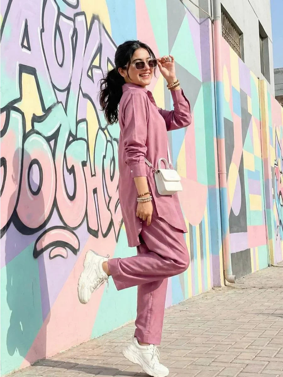 Salitex Women Solids Crepe 2 Piece Suit SS25PBC692 - Summer Collection