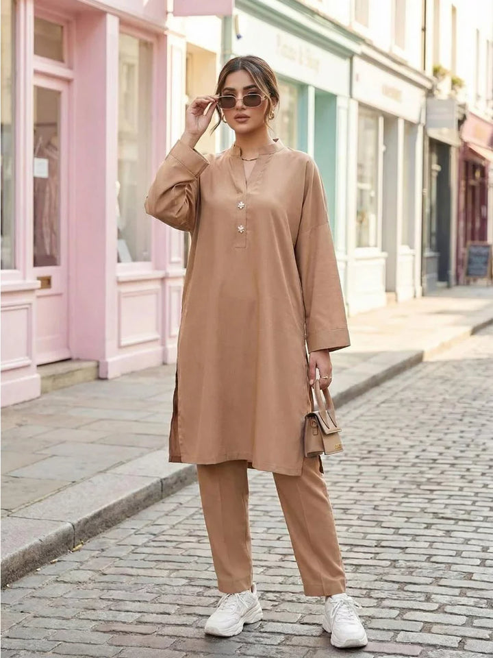 Salitex Women Solids Crepe 2 Piece Suit SS25PBC691-A - Summer Collection