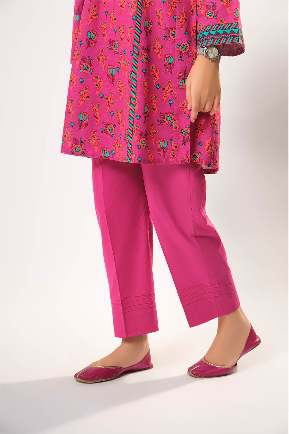 Senorita Girls RTW Girls Shocking Pink and Multicolor Casual 3 Piece Suit Cotton Khaddar Printed GAD-03199 - Winter Collection