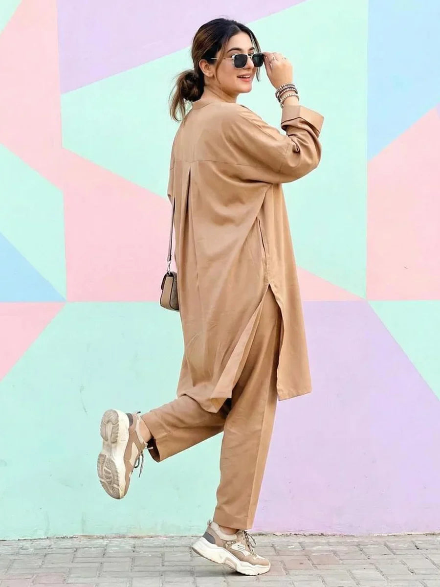 Salitex Women Solids Crepe 2 Piece Suit SS25PBC691-A - Summer Collection