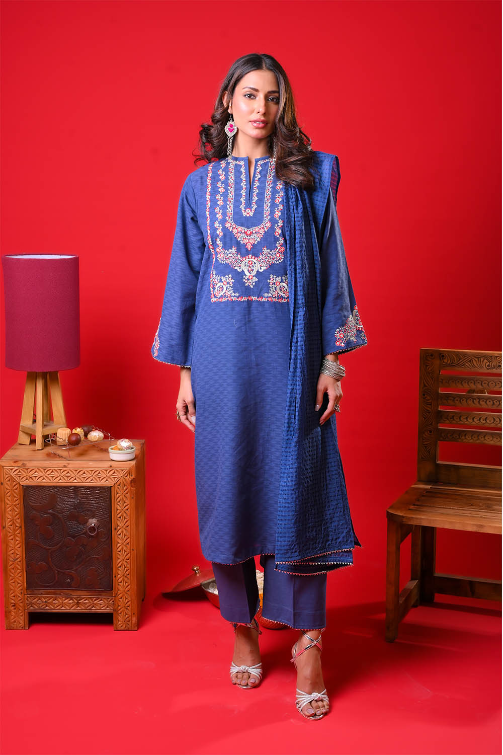 Senorita Women RTW Embroidered Dobby Cotton 3 Piece Suit LBD-03376 Eid Collection