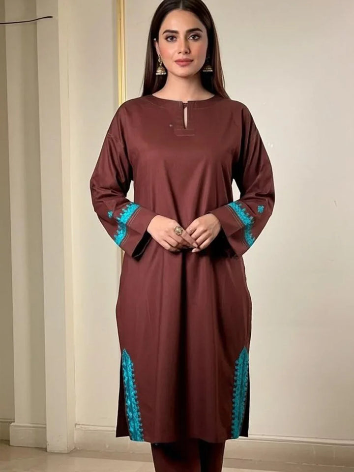 Salitex Women Embroidered Cambric 2 Piece Suit SPW6BSE150-A - Winter Collection