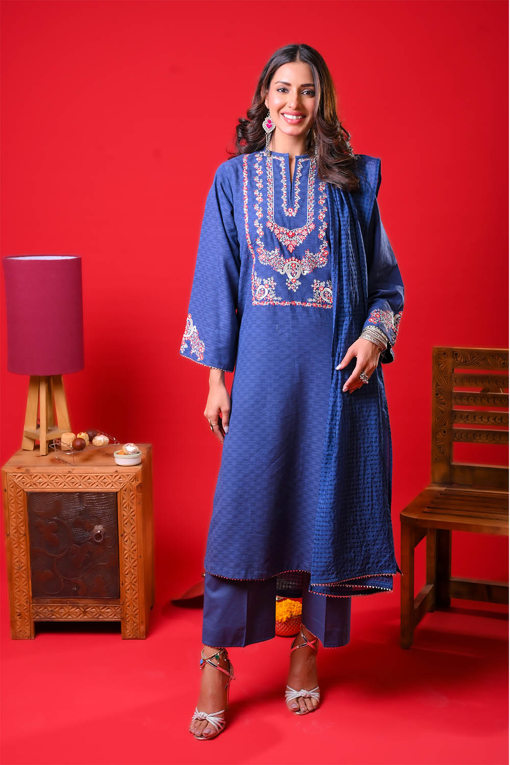 Senorita Women RTW Embroidered Dobby Cotton 3 Piece Suit LBD-03376 Eid Collection