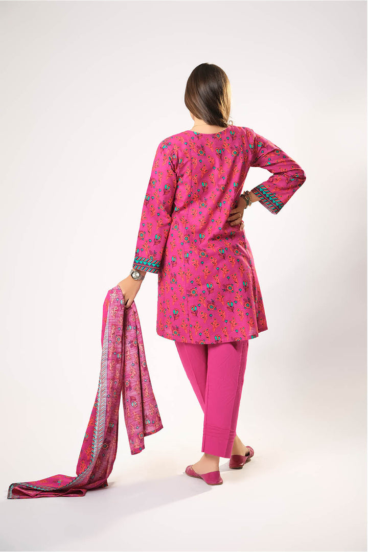 Senorita Girls RTW Girls Shocking Pink and Multicolor Casual 3 Piece Suit Cotton Khaddar Printed GAD-03199 - Winter Collection