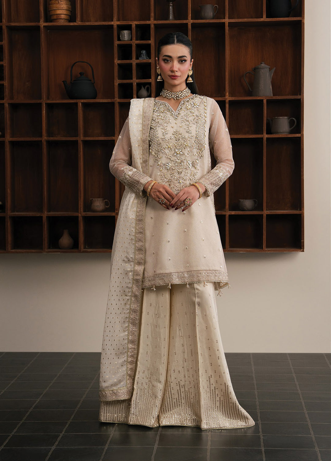 Kalani by Xenia Formals Unstitched Embroidered Kundan Zari 3 Piece Suit XE26UKW 01-Royale - Wedding Collection