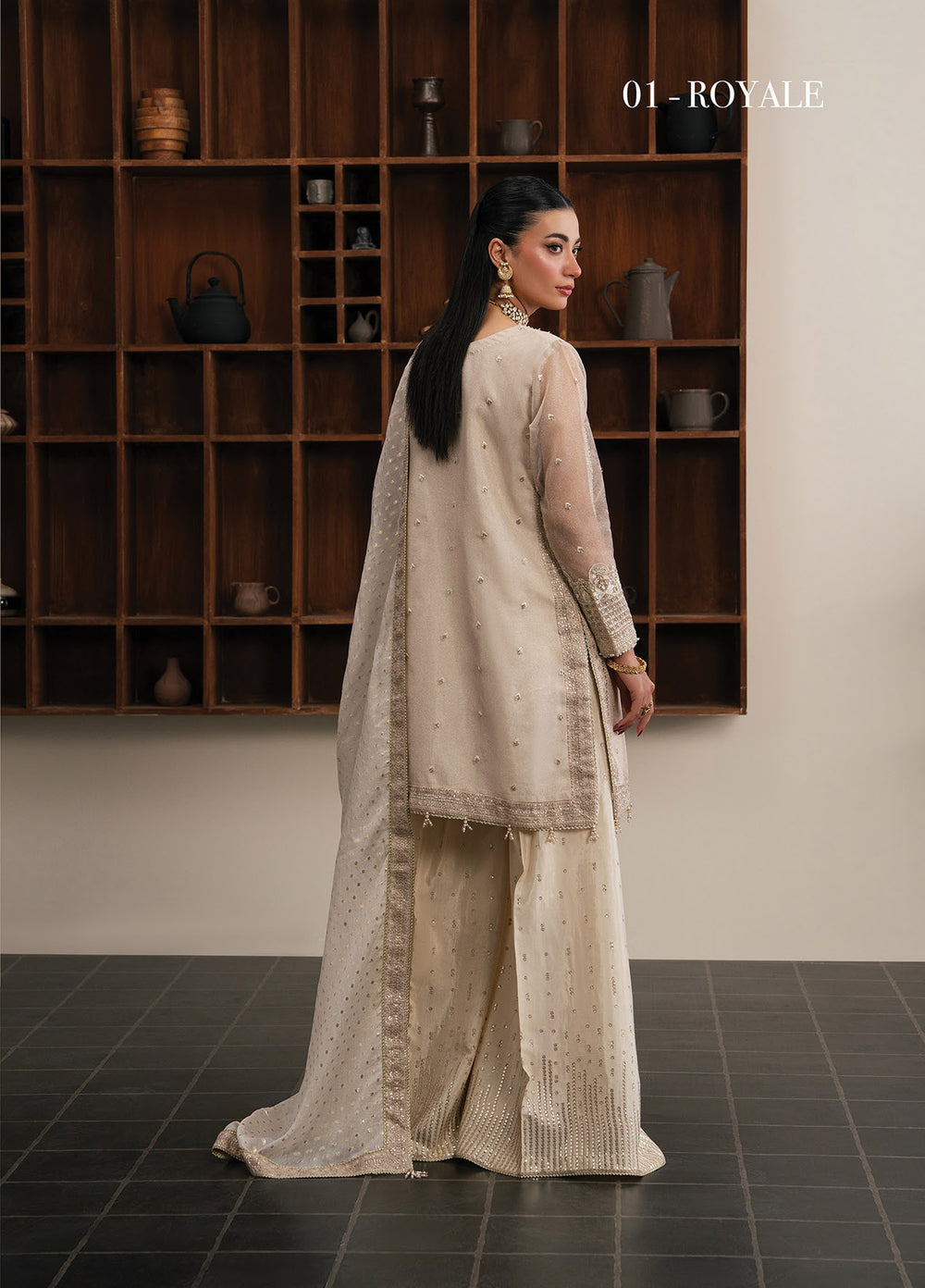 Kalani by Xenia Formals Unstitched Embroidered Kundan Zari 3 Piece Suit XE26UKW 01-Royale - Wedding Collection