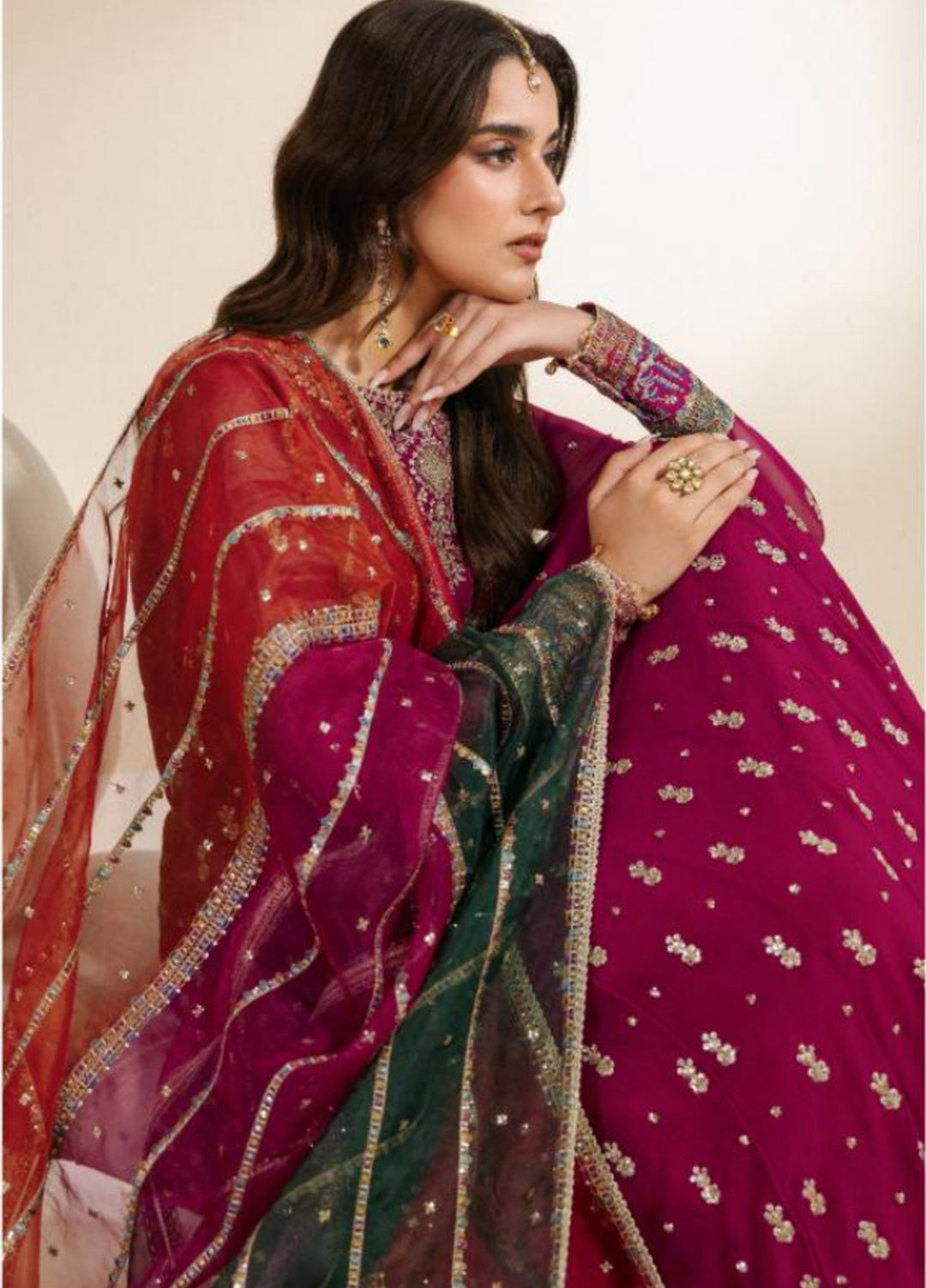 Meraki by Zarif Unstitched Embroidered Chiffon 3 Piece Suit ZR26UCM SARSAR 01 - Festive Collection