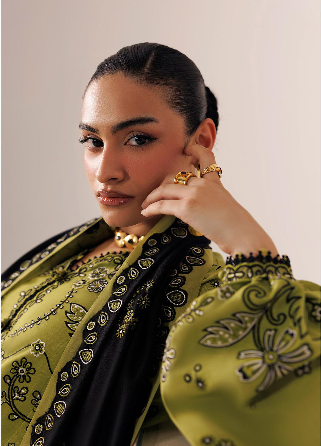 Q line by Qalamkar Unstitched Embroidered Slub Linen 3 Piece Suit QLK26UQL Amarah QLW-01 - Winter Collection