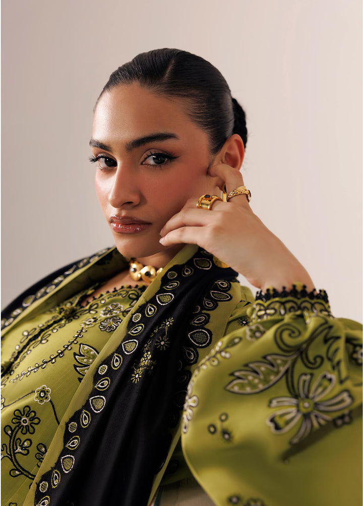 Q line by Qalamkar Unstitched Embroidered Slub Linen 3 Piece Suit QLK26UQL Amarah QLW-01 - Winter Collection