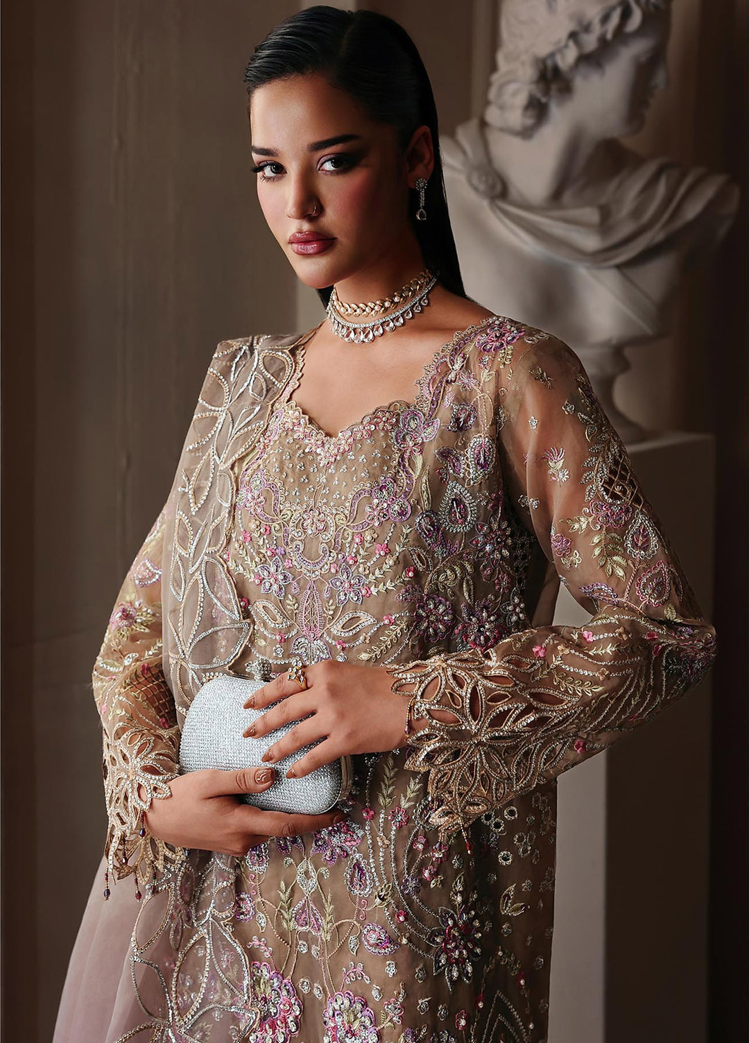 Sage by Rajbari Unstitched Embroidered Organza 4 Piece Suit RB26SW Vesper 01 - Wedding Collection