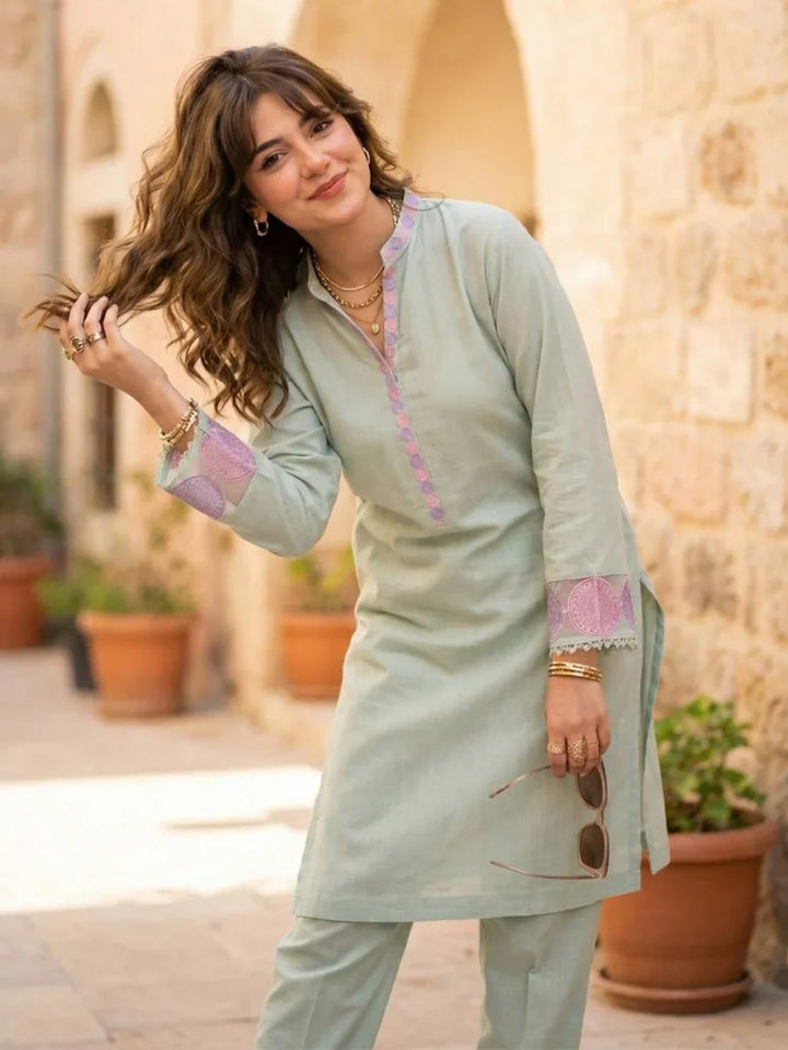 Salitex Women Embroidered Cambric 2 Piece Suit SPW6BSE149-B - Winter Collection