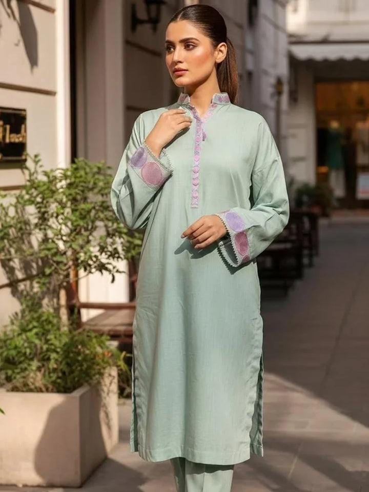 Salitex Women Embroidered Cambric 2 Piece Suit SPW6BSE149-B - Winter Collection