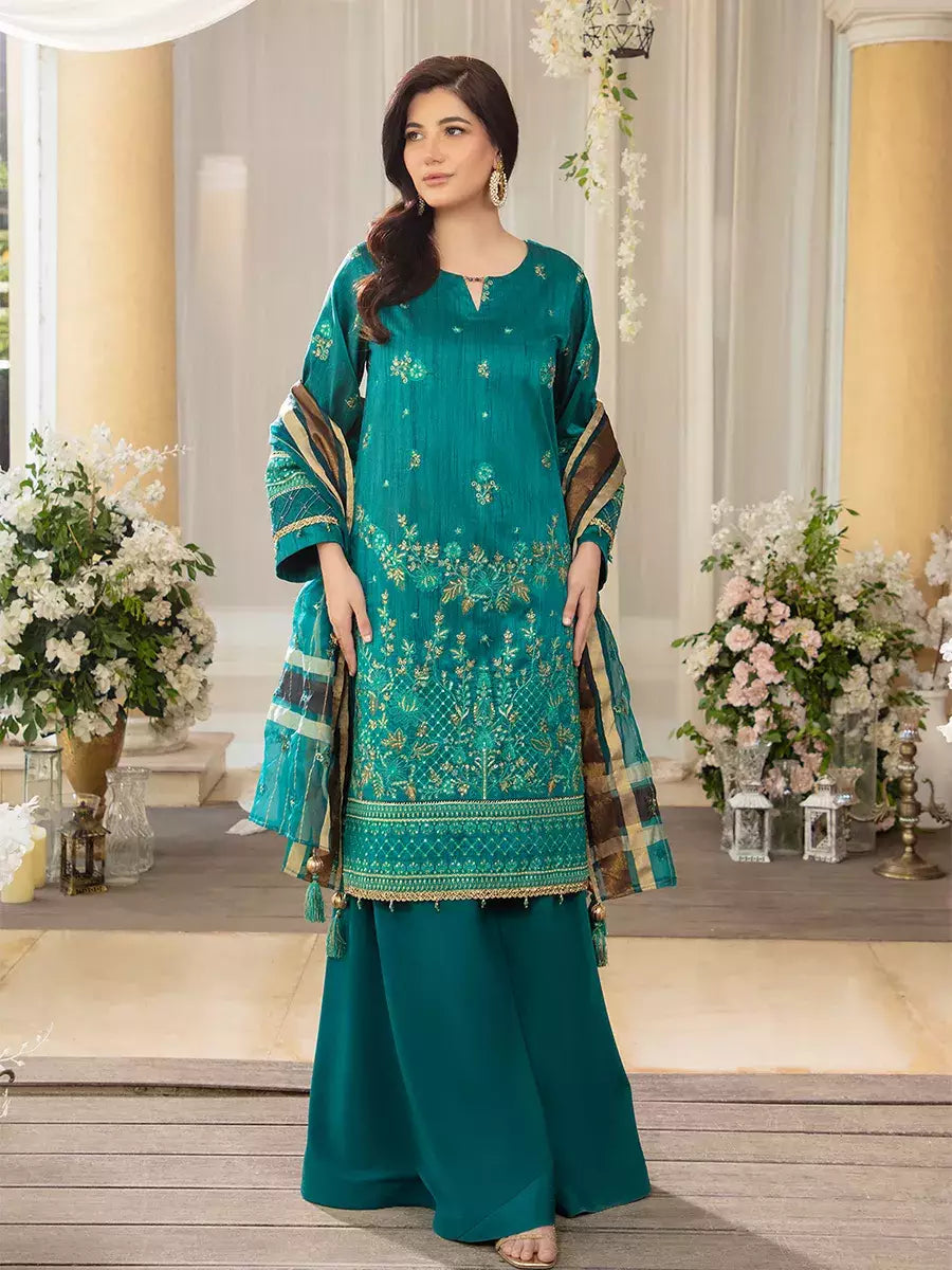 Jashn e Noor by Salitex Unstitched Embroidered 3 Piece Cotton Net SUNW7NO080 - Summer Collection