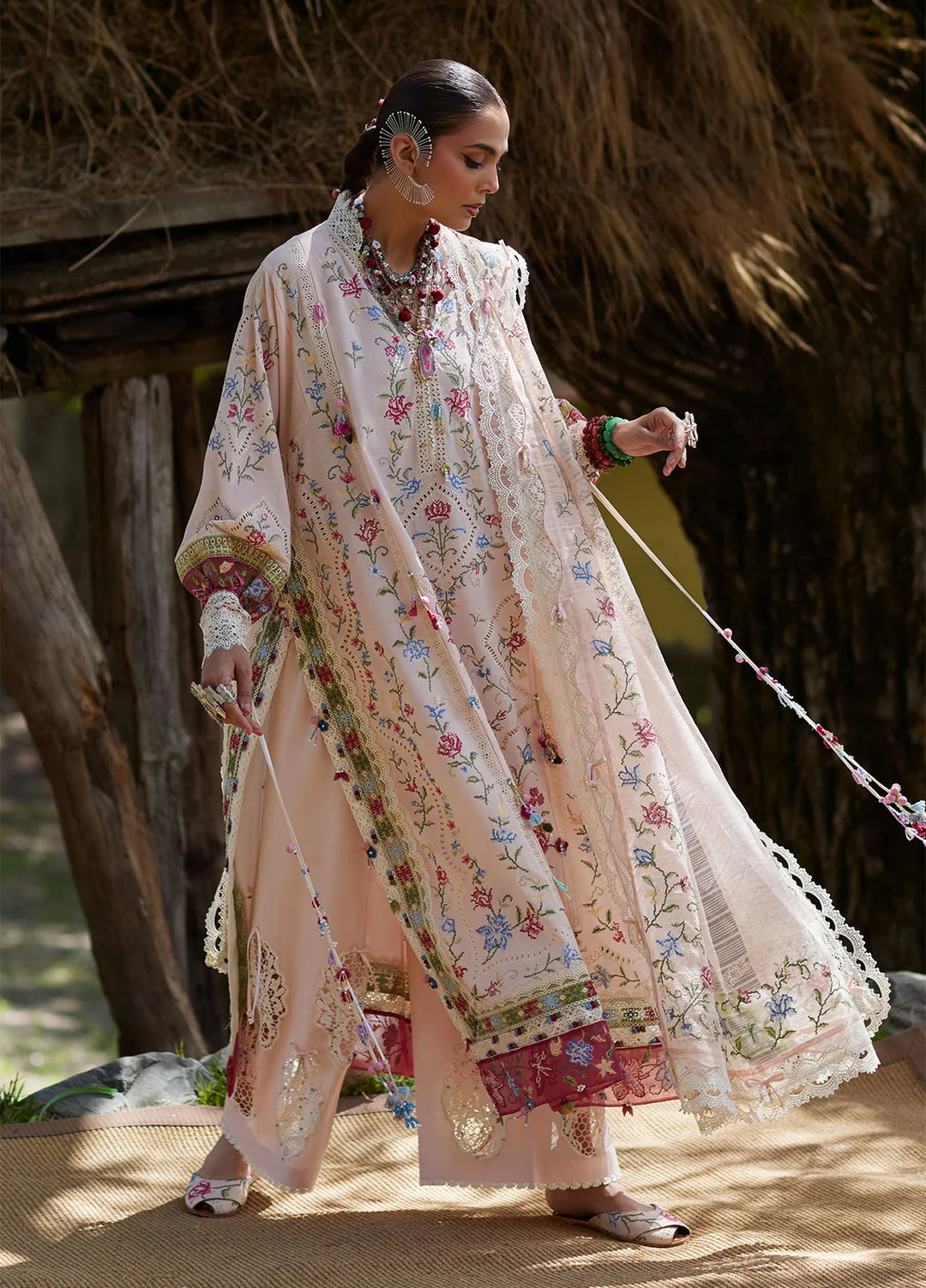 Kashmee Legacy by Elan Unstitched Embroidered Slub Lawn 3 Piece Suit EL26ULKL Sozraag EL26-03A - Festive Collection