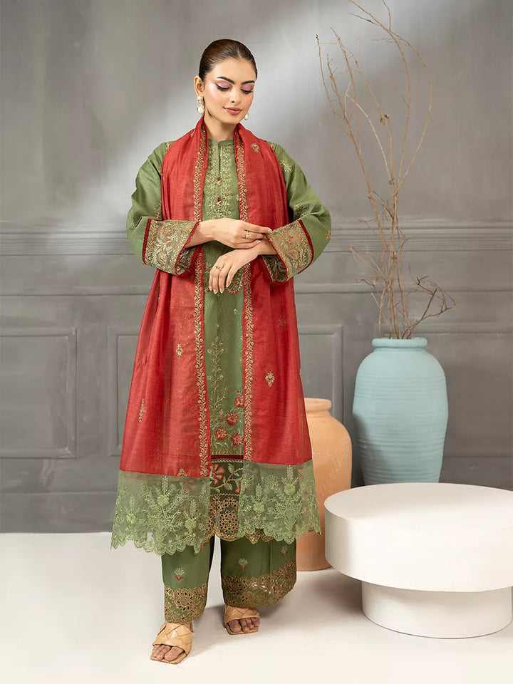 Salitex Women Embroidered Jacquard 3 Piece Suit SPL3PELP055 - Summer Collection