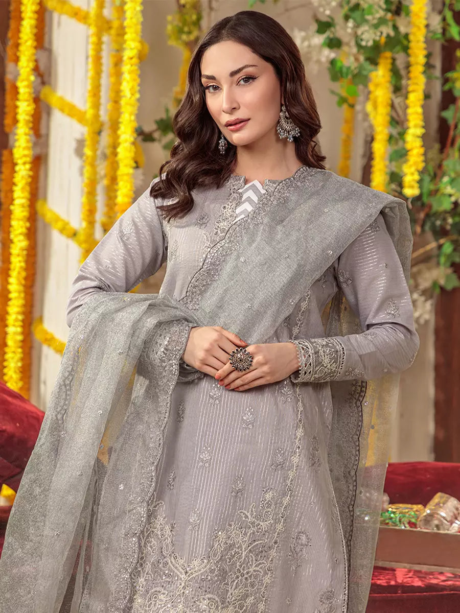 Salitex Unstitched Embroidered Cotton Silk 3 Piece Suit SUNS7JI049UT - Festive Collection
