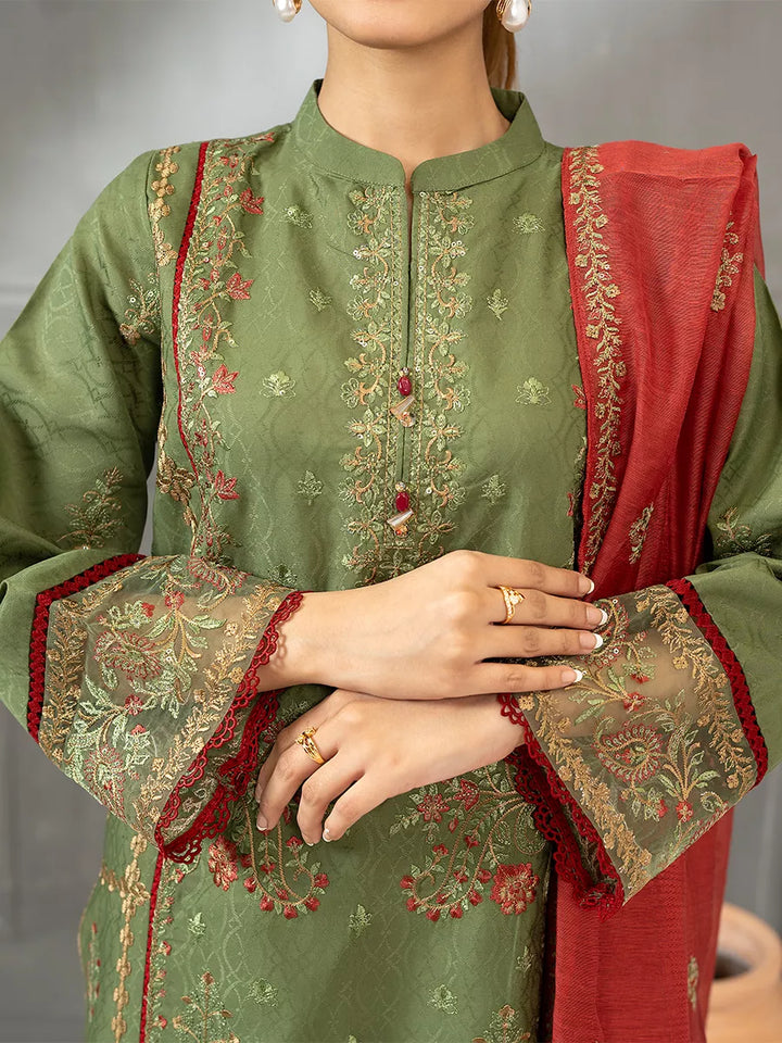 Salitex Women Embroidered Jacquard 3 Piece Suit SPL3PELP055 - Summer Collection