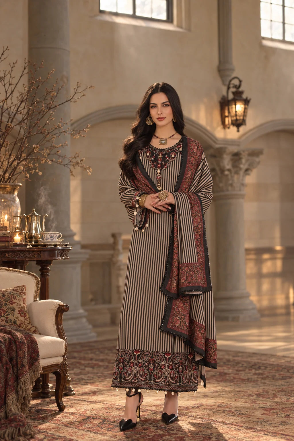 Noor by Saadia Asad Unstitched Printed Linen 3 Piece Suit SA26UNL D9 B - Winter Collection