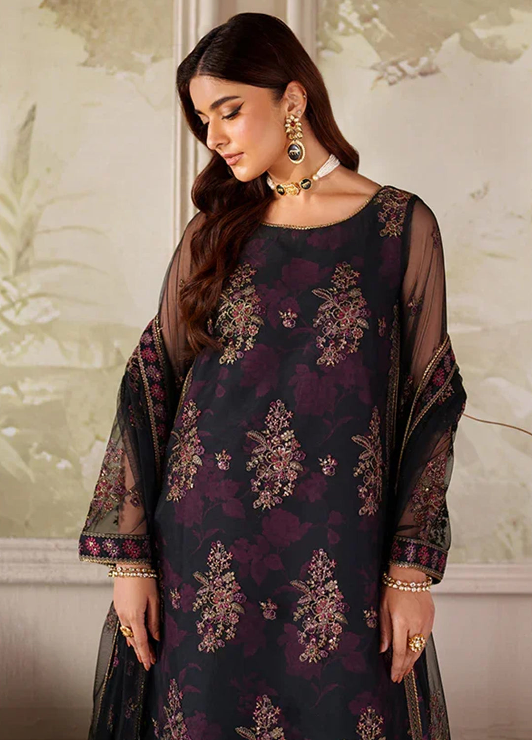 Zarif Embroidered Net Suits Unstitched 3 Piece ZR25UF ZRF-ZPE-05 Ashaal - Formals Collection