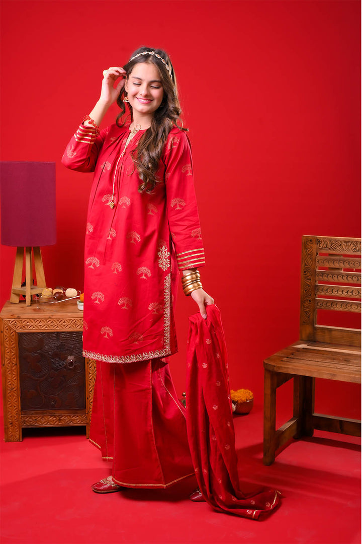 Senorita Girls RTW Solids Cotton 3 Piece Suit GBD-03374 Eid Collection
