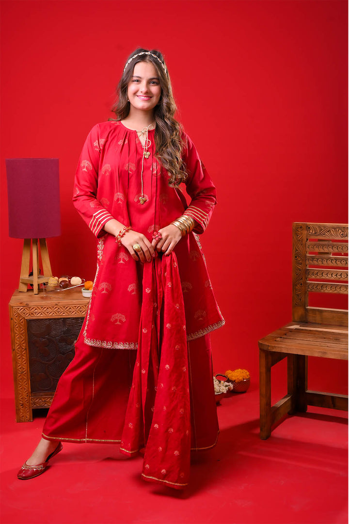 Senorita Girls RTW Solids Cotton 3 Piece Suit GBD-03374 Eid Collection