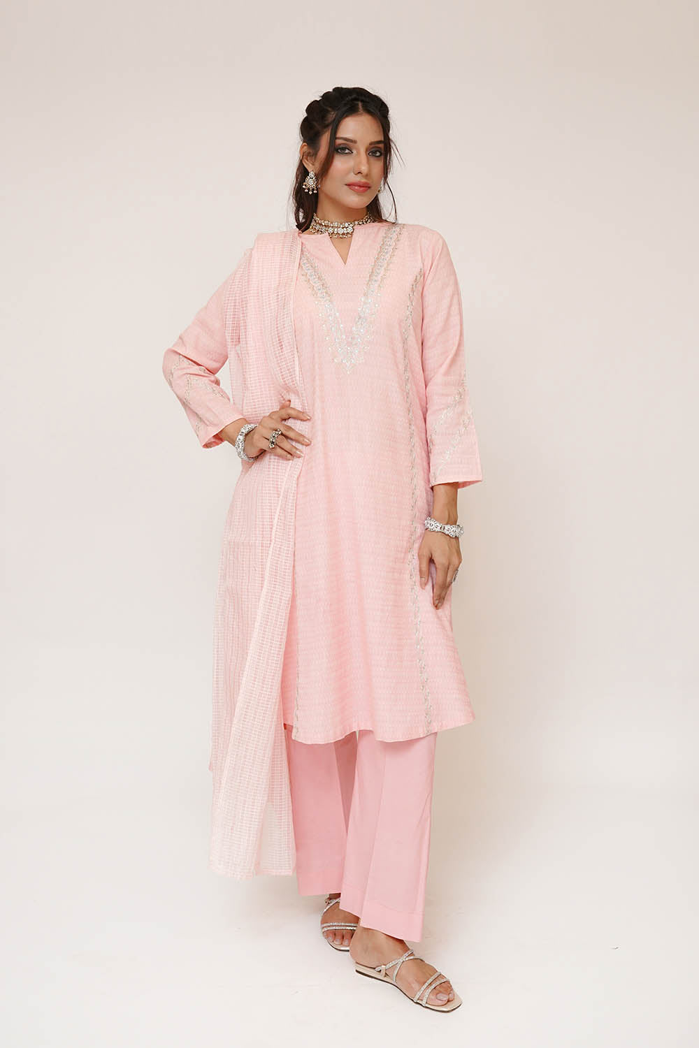 Senorita Women RTW Embroidered Dobby Cotton 3 Piece Suit LBD-03419 Eid Collection