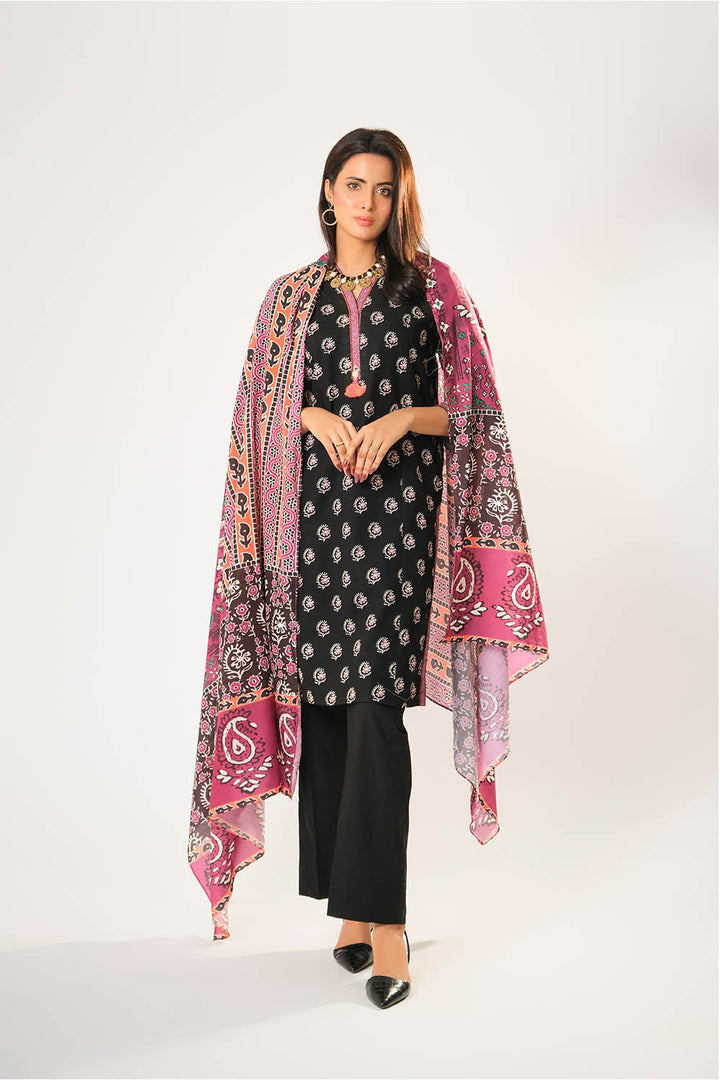 Senorita Women RTW Women Black and Multicolor Casual 3 Piece Suit Cotton Khaddar Printed LAD-03197 - Winter Collection