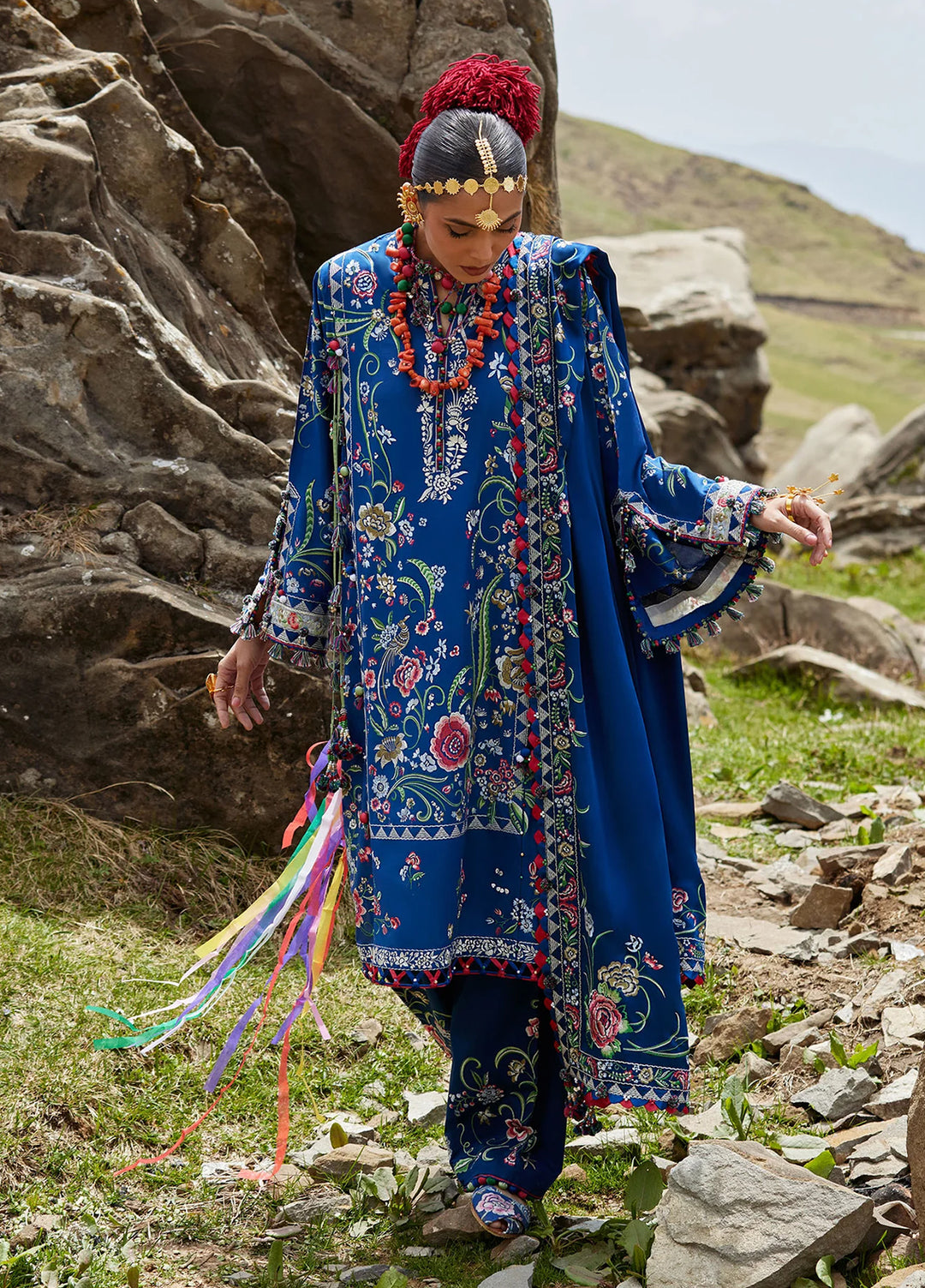 Kashmee Legacy by Elan Unstitched Embroidered Lawn 3 Piece Suit EL26ULKL Zabar EL26-01B - Festive Collection