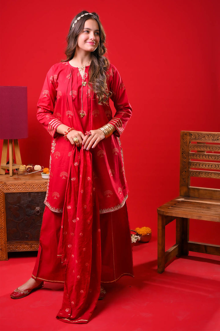 Senorita Girls RTW Solids Cotton 3 Piece Suit GBD-03374 Eid Collection
