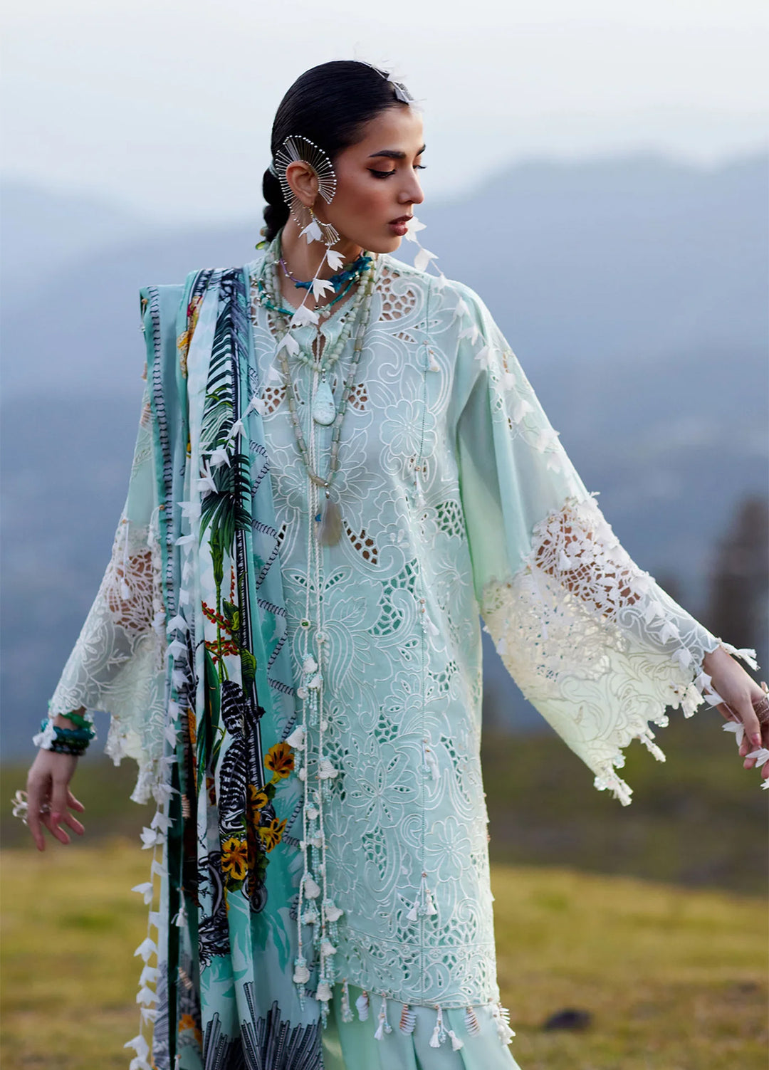 Kashmee Legacy by Elan Unstitched Embroidered Slub Lawn 3 Piece Suit EL26ULKL Zevaré EL26-07A - Festive Collection